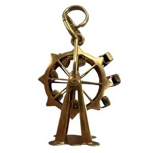 Vintage antique 1970s austrian Gold Ferris Wheel Charm Pendant movable 14K